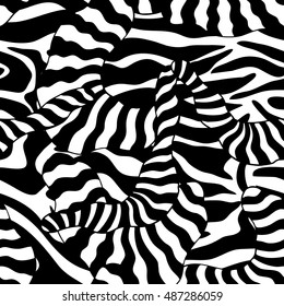 Undiscovered Africa. Abstract expressive zebra skin print. Seamless vector pattern. Safari textile collection.