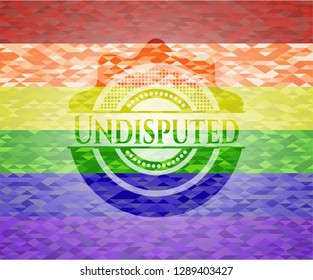 Undisputed emblem on mosaic background with the colors of the LGBT flag