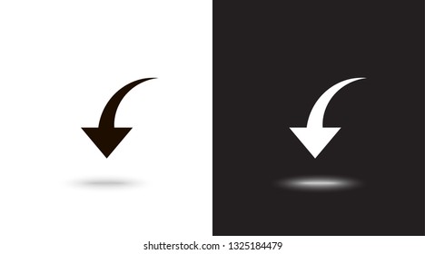 Undo Arrow Icon, Motion icon. Back arrow icon. Arrow button. on black and white background