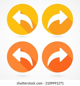 Undo Arrow icon, Redo Arrow icon. Direction sign. Forward, Next, Backward, Previous icon. Curvy arrow circle sign. 
