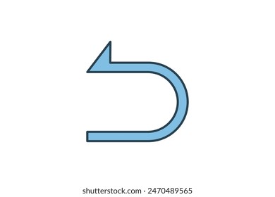 Undo arrow icon. icon related to edit tool. suitable for web site, app, user interfaces, printable etc. flat line icon style. simple vector design editable