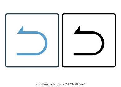 Undo arrow icon. icon related to edit tool. suitable for web site, app, user interfaces, printable etc. solid icon style. simple vector design editable
