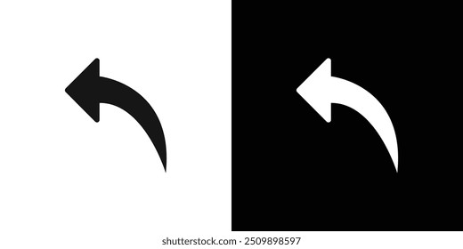 Icono de signo de flecha Deshacer Conjunto de logotipo de Vector de arte de línea negra