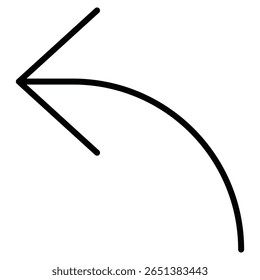 Icono de signo de flecha Deshacer Vector de signo plano de contorno blanco y negro
