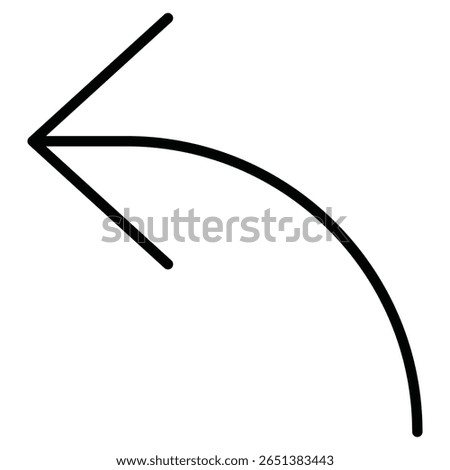 Undo arrow sign icon Black and white outline flat sign vector