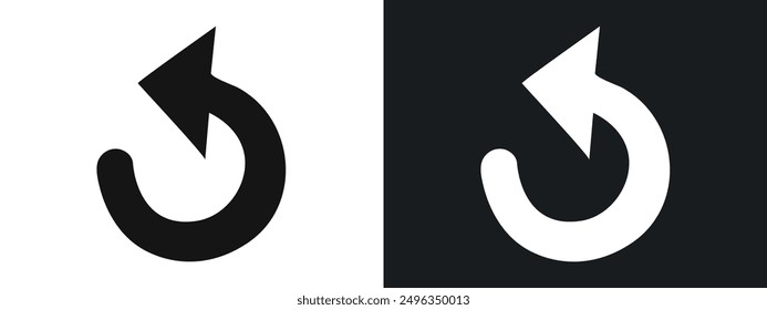 Undo arrow sign icon linear graphics set vector in black