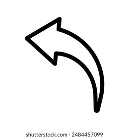 Undo arrow sign linear logo mark in black and white