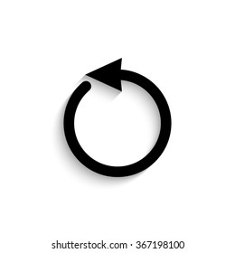 undo - black vector  icon with shadow