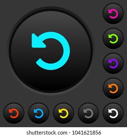 Undo changes dark push buttons with vivid color icons on dark grey background
