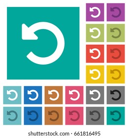 Undo changes multi colored flat icons on plain square backgrounds. Included white and darker icon variations for hover or active effects.