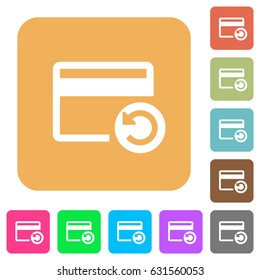 Undo credit card last operation flat icons on rounded square vivid color backgrounds.