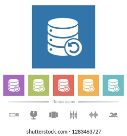 Undo database changes flat white icons in square backgrounds. 6 bonus icons included.