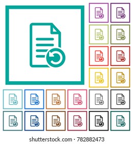 Undo document changes flat color icons with quadrant frames on white background