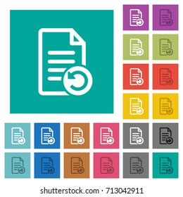 Undo document changes multi colored flat icons on plain square backgrounds. Included white and darker icon variations for hover or active effects.