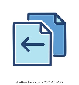 Undo file icon. Blue file icon with left arrow, symbolizing undo action.