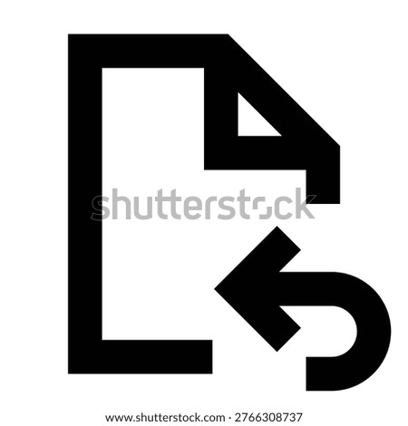 Undo file icon in sharp bold line style for undoing changes, accessing previous versions, or reverting updates. Perfect for apps, admin panels, content systems, and document version tracking tools.