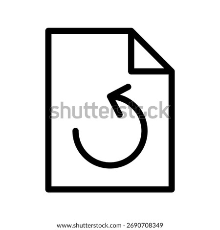 Undo File Line Icon — Minimal Restore and Revert Document Symbol for Data Recovery and Editing Concepts