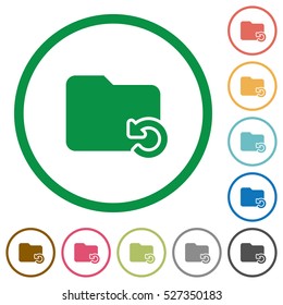 Undo folder operation flat color icons in round outlines