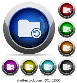 Undo folder operation icons in round glossy buttons with steel frames