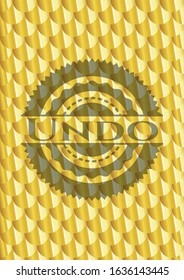 Undo golden badge or emblem. Scales pattern. Vector Illustration. Detailed.