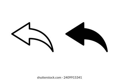 Icono de Deshacer, vector de signo de flecha hacia atrás para el sitio web Aplicación para equipos y aplicaciones móviles