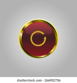 Undo icon, back arrow symbol button for a site with gold stroke