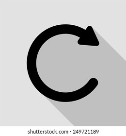 undo icon - black illustration with long shadow