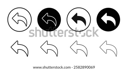 Undo icon Black line art vector logo set