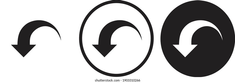 icono de deshacer logotipo de contorno negro para diseño de sitio web 
y aplicaciones móviles en modo oscuro 
Ilustración vectorial en fondo blanco
