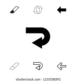 Undo icon. collection of 7 undo filled and outline icons such as back arrow, back, eraser. editable undo icons for web and mobile.