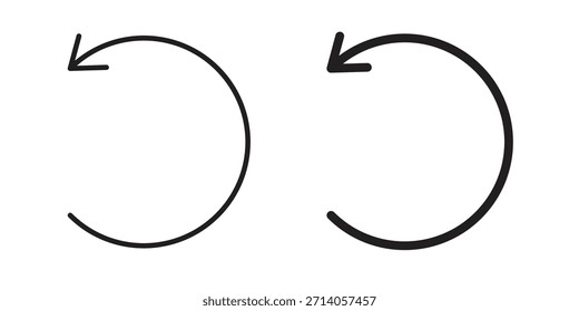 Undo icon graphic doodle, sketch, outline drawing Vector illustration