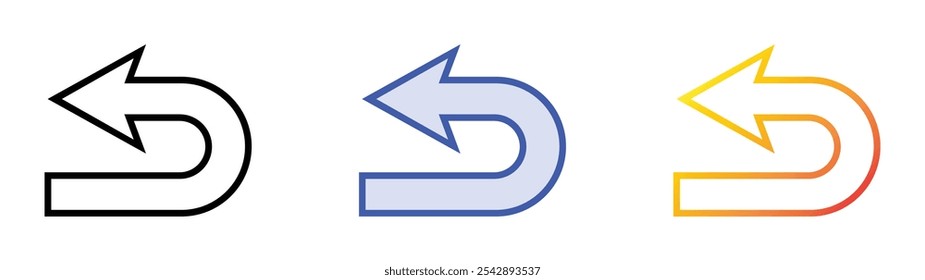 undo icon. Linear, Blue Fill and Gradient Style Design Isolated On White Background