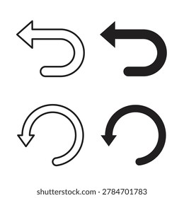 Undo icon on white background. Editable stroke and clipart icons