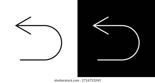 Undo icon pictogram on White Background Editable Stroke.