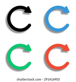 undo icon with shadow - colored vector set