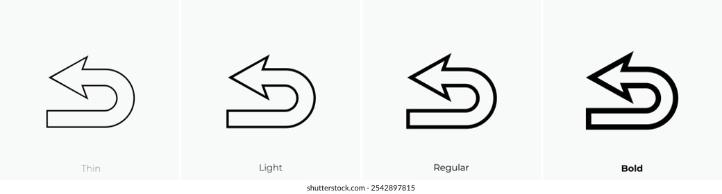 undo icon. Thin, Light Regular And Bold style design isolated on white background