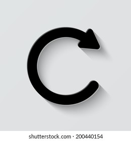 undo icon - vector illustration with shadow on light background