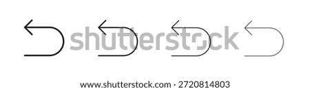 Undo icons outline black vector design. Line with editable stroke.