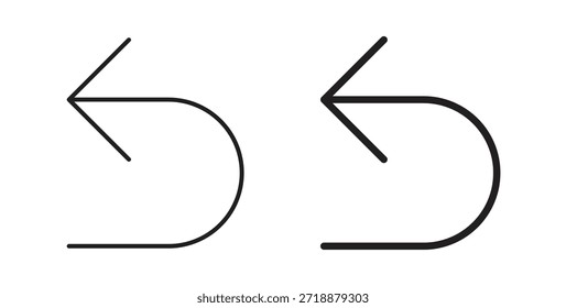 Rückgängig-Symbole einzeln auf weißem Hintergrund, flache Vektorgrafik.