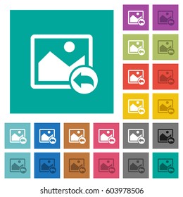 Undo image changes multi colored flat icons on plain square backgrounds. Included white and darker icon variations for hover or active effects.