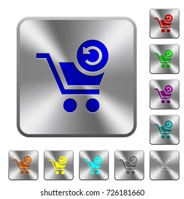 Undo last cart operation engraved icons on rounded square glossy steel buttons