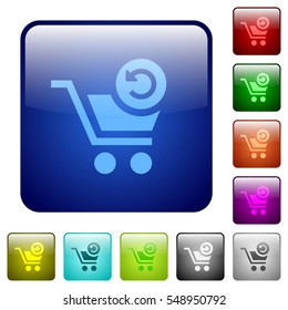 Undo last cart operation icons in rounded square color glossy button set
