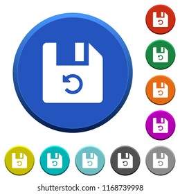 Undo last file operation round color beveled buttons with smooth surfaces and flat white icons