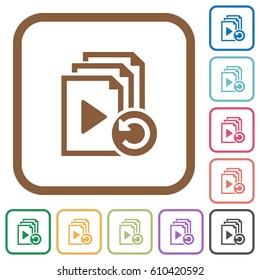 Undo last playlist operation simple icons in color rounded square frames on white background