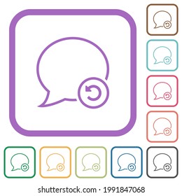 Undo message simple icons in color rounded square frames on white background