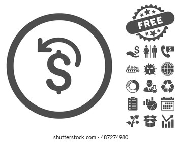 Undo Payment pictograph with free bonus pictures. Vector illustration style is flat iconic symbols, gray color, white background.