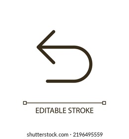 Undo pixel perfect RGB color ui icon. Digital program navigation. Pointer. Simple filled line element. GUI, UX design for mobile app. Vector isolated pictogram. Editable stroke. Arial font used