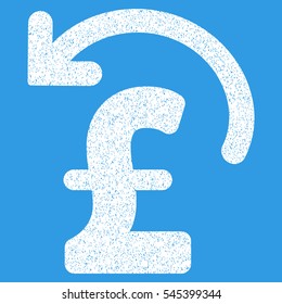 Undo Pound Payment grainy textured icon for overlay watermark stamps. Flat symbol with scratched texture. Dotted vector white ink rubber seal stamp with grunge design on a blue background.