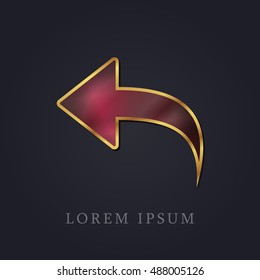 Undo Red Ruby with Golden Frame Precious Jewellery Icon / Logo Design
