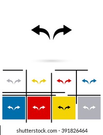 Undo and redo arrows icons or arrows  signs. Vector undo and redo arrows pictograms or arrows  symbols